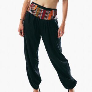 Unisex black boho hippie sweatpants pants one size women men trousers for summer